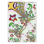 Flaming Guitar w' Rasta colors psychadelic style Greeting Cards