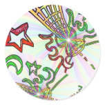 Flaming Guitar w' Rasta colors psychadelic style stickers