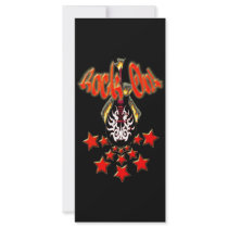 *Flaming Guitar* with Stars 'Rock On' Design Custom Rack Card