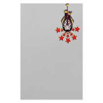 *Flaming Guitar* with Stars 'Rock On' Design Customized Stationery