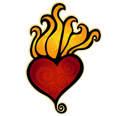Flaming Heart Tattoo Design T Shirts by lunagraphica