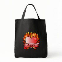 Flaming Heart Tattoo Style bags