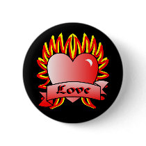 Flaming Heart Tattoo Style buttons
