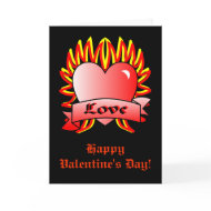 Flaming Heart Tattoo Style card