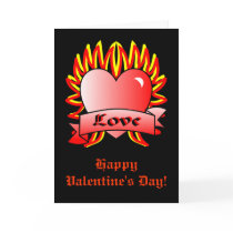 Flaming Heart Tattoo Style cards