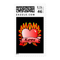 Flaming Heart Tattoo Style stamps