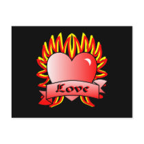 Flaming Heart Tattoo Style postcards