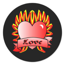 Flaming Heart Tattoo Style stickers