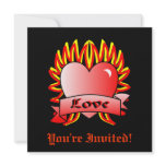 Flaming Heart Valentine's Party Personalized Announcements