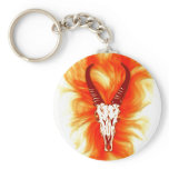 'Flaming Horned Bull Skull' Design Keychain