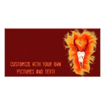 'Flaming Horned Bull Skull' Design Photo Greeting Card