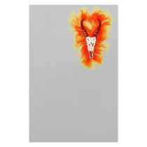 'Flaming Horned Bull Skull' Design Custom Stationery