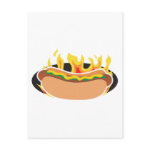 Flaming Hot Dog Post Card