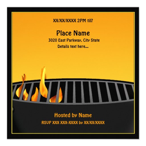 Flaming Hot Texas BBQ Grill Invitation
