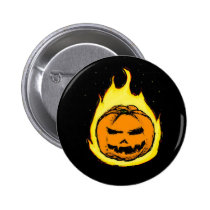 Flaming Jack O'Lantern Pinback Button