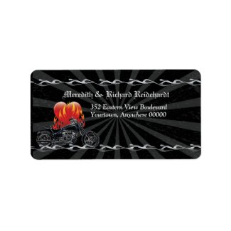 Flaming Love Biker Address Label label