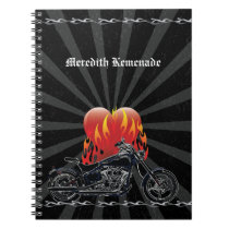 Flaming Love Biker Notebook