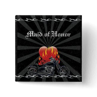 Flaming Love Biker Wedding Button button