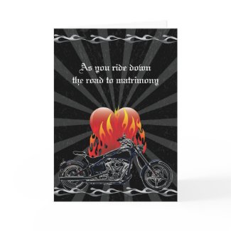 Flaming Love Biker Wedding card card