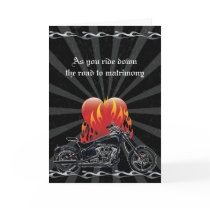 Flaming Love Biker Wedding card