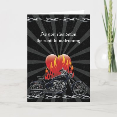 Flaming Love Biker Wedding Greeting Card