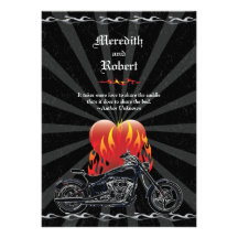 Flaming Love Biker Wedding Invitation