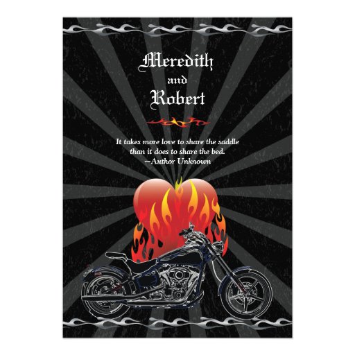 Flaming Love Biker Wedding Invitation