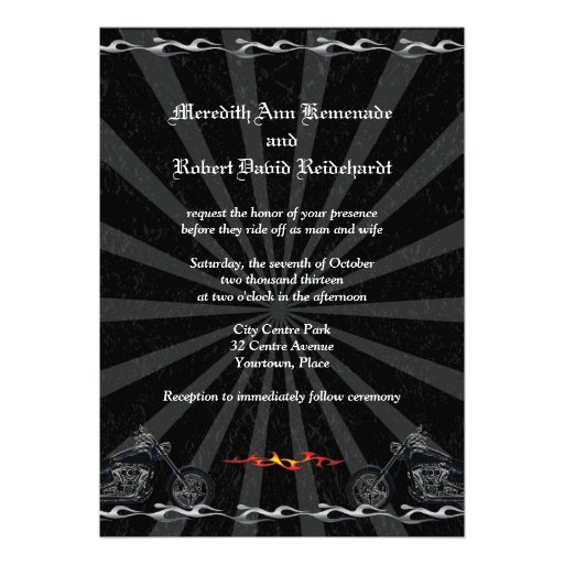 Flaming Love Biker Wedding Invitation
