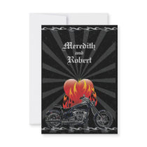 Flaming Love Biker Wedding Reply Card Personalized Announcement