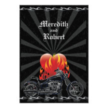 Flaming Love Biker Wedding Reply Card Personalized Announcement