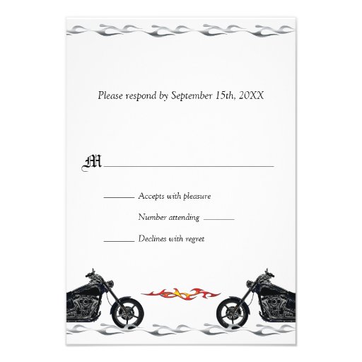 Flaming Love Biker Wedding Reply Card Personalized Announcement