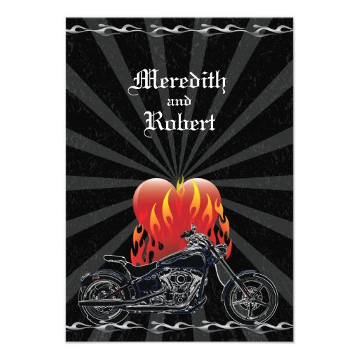 Flaming Love Biker Wedding Reply Invitations