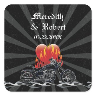Flaming Love Biker Wedding sticker sticker