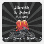 Flaming Love Biker Wedding sticker