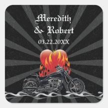 Flaming Love Biker Wedding sticker