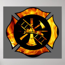 Flaming Maltese Cross 2 Poster posters