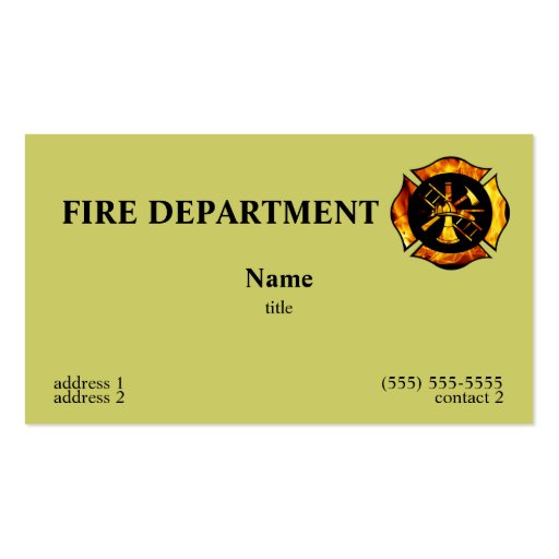 Flaming Maltese Cross Business Card 1
