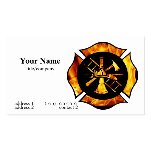 Flaming Maltese Cross Business Card 2