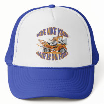 Flaming Motorcycle Skull Mesh Hats