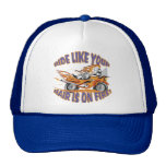 Flaming Motorcycle Skull Mesh Hats