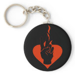 Flaming Peace Heart Keychains