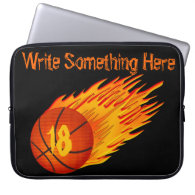 Flaming Personalized Basketball Laptop Sleeve