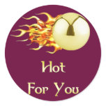 Flaming Pinball Hot For You Round Stickers
