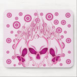 Flaming Pink Skulls mousepads