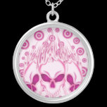 Flaming Pink Skulls necklaces