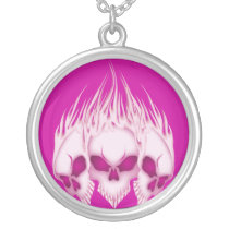 Flaming Pink Skulls Custom Necklace
