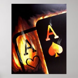 Flaming Pocket Aces Poker painting by Teo Alfonso print