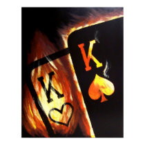 Flaming Pocket Kings Cowboys Poker Poster by Teo posters