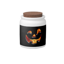 Flaming pumpkin face Halloween candy jar candy jars