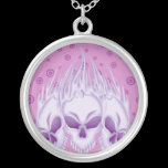 Flaming Purple Skulls necklaces